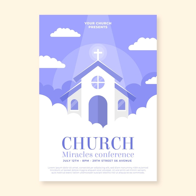 Vettore gratuito volantino chiesa design piatto