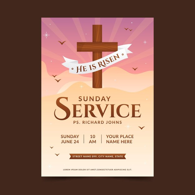 Free vector flat design church flyer