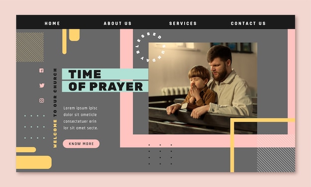 Free vector flat design church landing page template