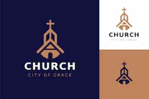 Vettore gratuito modello di logo della chiesa dal design piatto