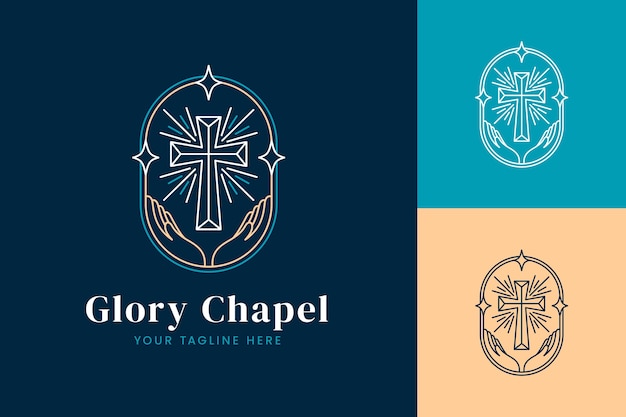 Vettore gratuito modello di logo della chiesa dal design piatto