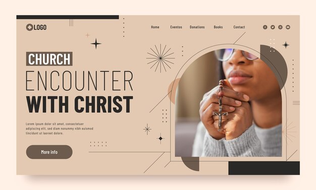 Flat design church prayer landing page
