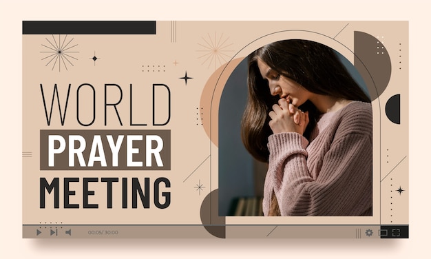 Free vector flat design church prayer youtube thumbnail