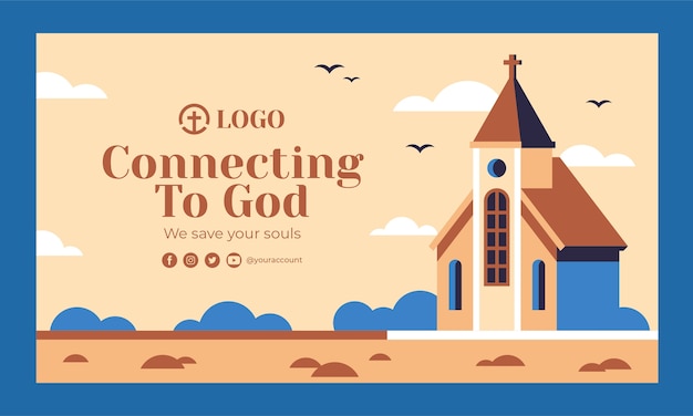 Free vector flat design church twitch background