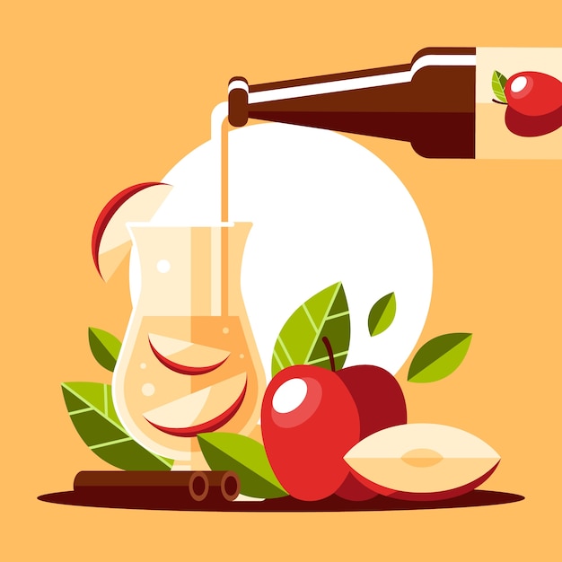 Flat design cider illustration