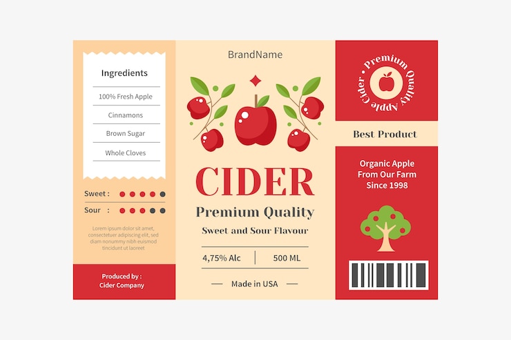 Free Vector flat design cider  label template
