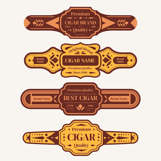 Flat design cigar labels design