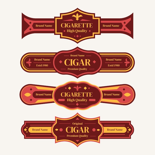 Бесплатное векторное изображение Плоский дизайн сигарных этикеток