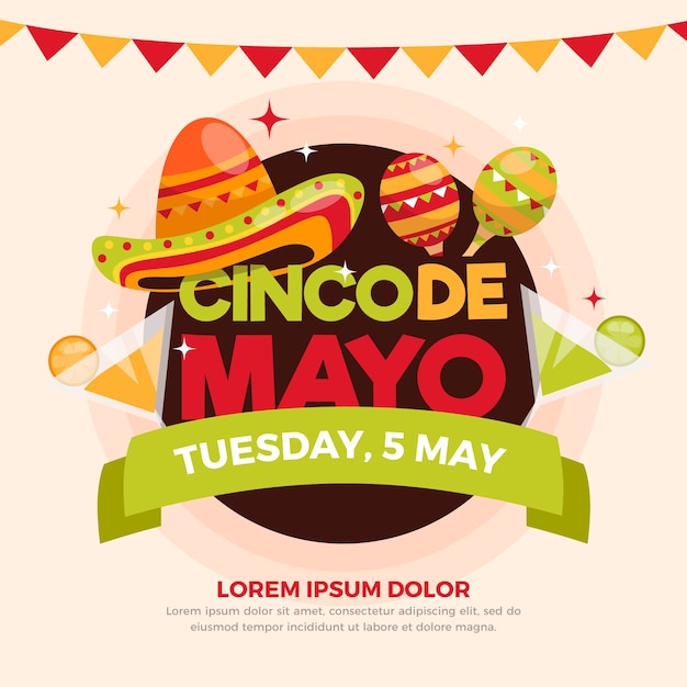 Flat design cinco de may