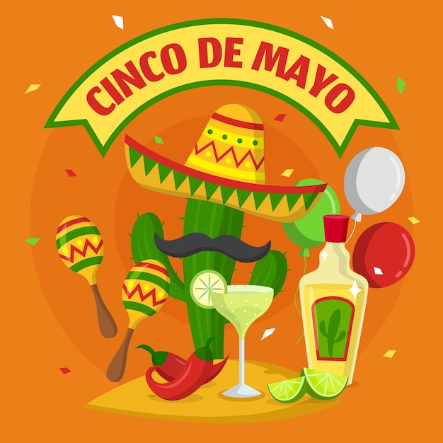 Flat design cinco de mayo background