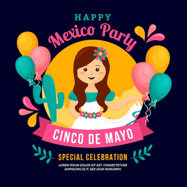 Free vector flat design cinco de mayo concept