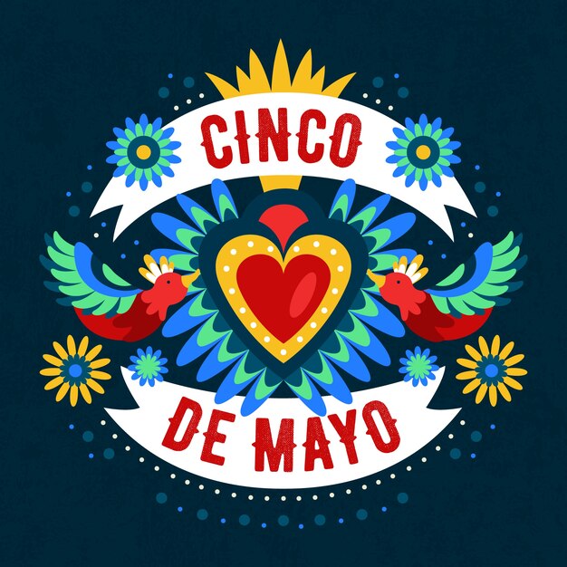 Vettore gratuito design piatto cinco de mayo concept