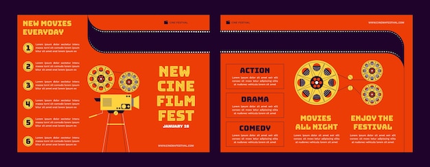 Brochure del festival del cinema design piatto