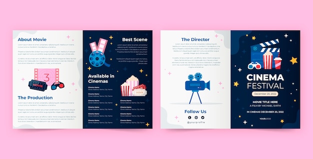 Free vector flat design cinema festival brochure