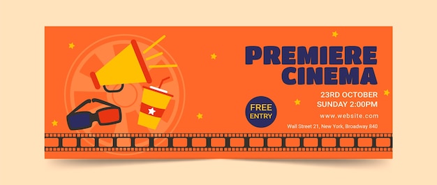 Free vector flat design cinema festival facebook cover template