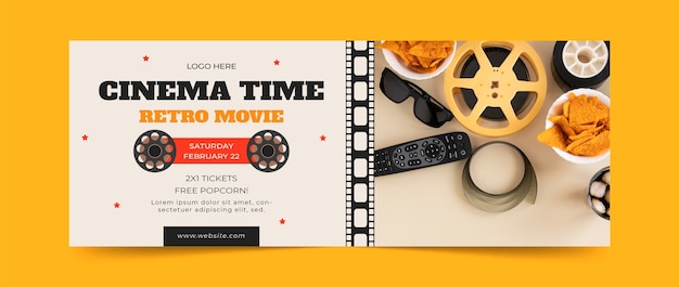 Free vector flat design cinema festival facebook cover