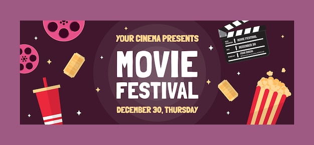 Free vector flat design cinema festival facebook cover