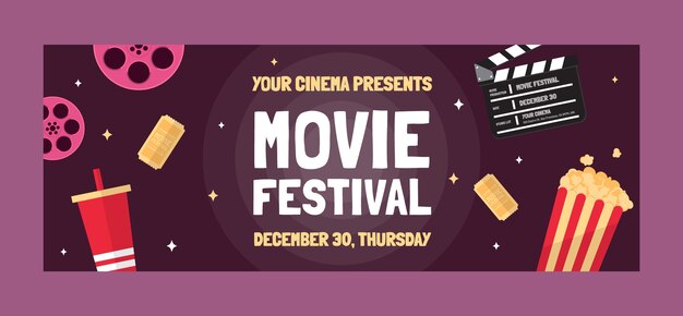 Flat design cinema festival facebook cover