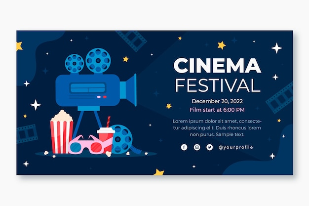 Free vector flat design cinema festival facebook template