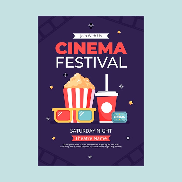 Free vector flat design cinema festival invitation