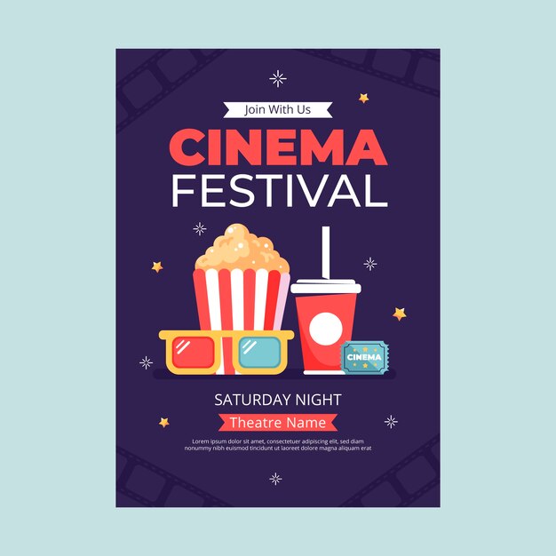 Flat design cinema festival invitation