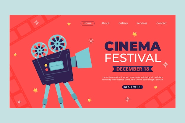 Free vector flat design cinema festival landing page