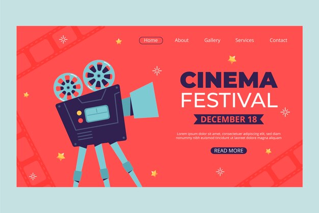 flat design cinema festival landing page