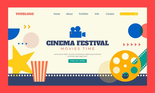 Flat design cinema festival landing page