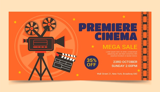 Free vector flat design cinema festival sale banner