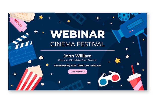 Free vector flat design cinema festival webinar