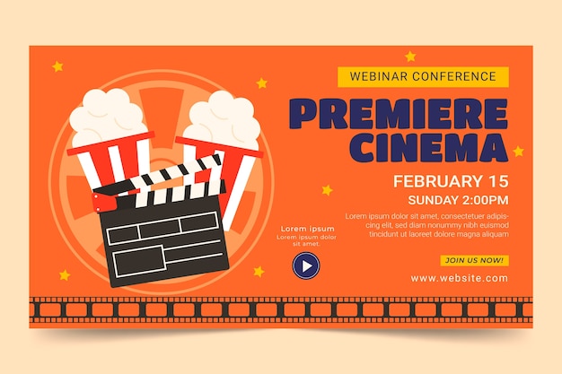 Free vector flat design cinema festival webinar