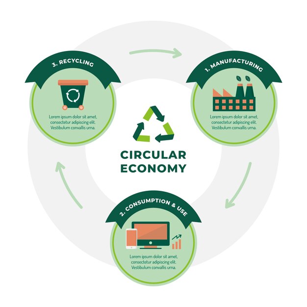 Free vector flat design circular economy infographic