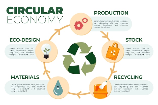 Free vector flat design circular economy infographic