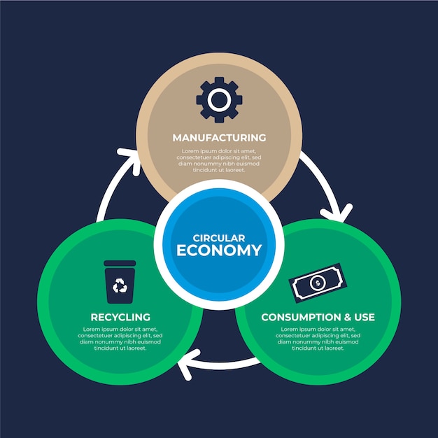 Flat design circular economy infographic