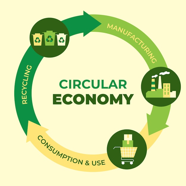 Плоский дизайн круговой экономики инфографики