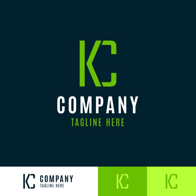 Flat design ck or kc logo template