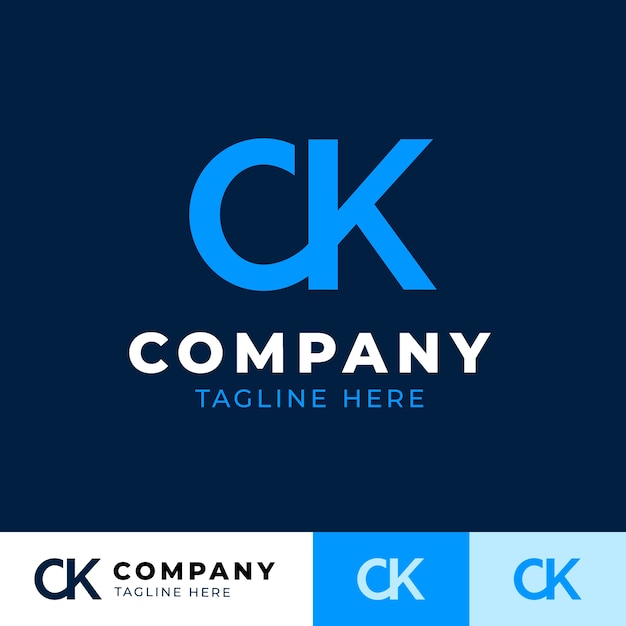Flat design ck or kc logo template