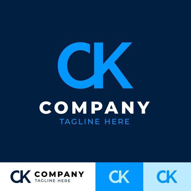 Flat design ck or kc logo template