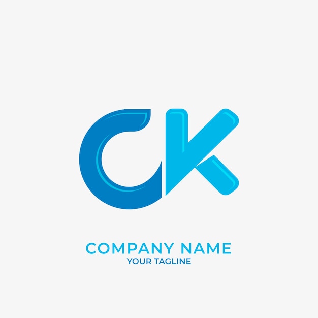 Шаблон логотипа ck и kc в плоском дизайне