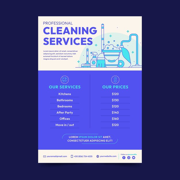 Flat design cleaning service flyer template