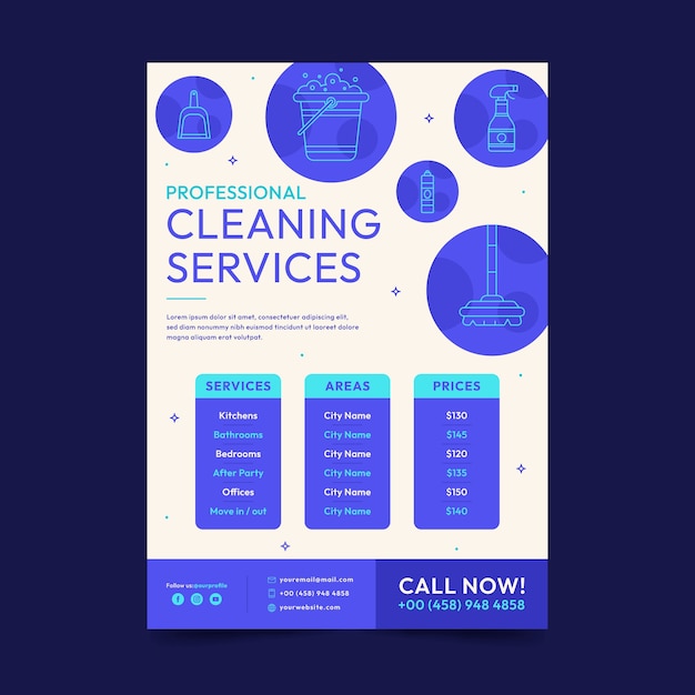 Flat design cleaning service flyer template