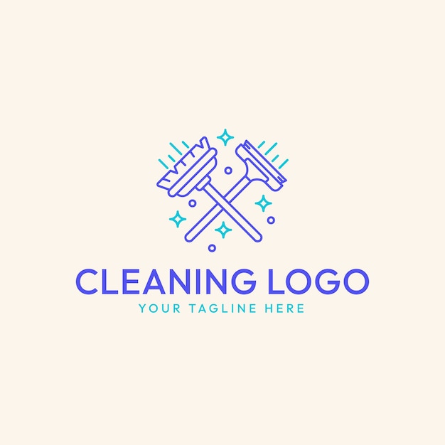 Flat design cleaning service logo