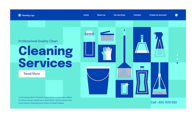 Free vector flat design cleaning services landing page