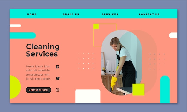 Free vector flat design cleaning services landing page