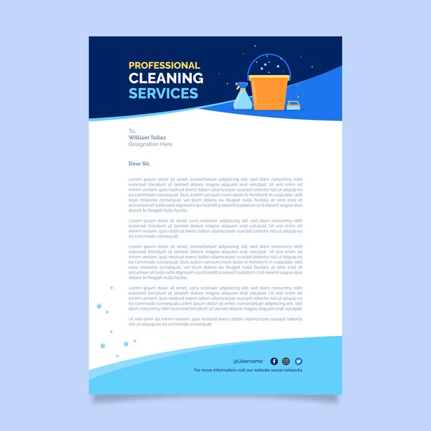 Flat design cleaning services letterhead