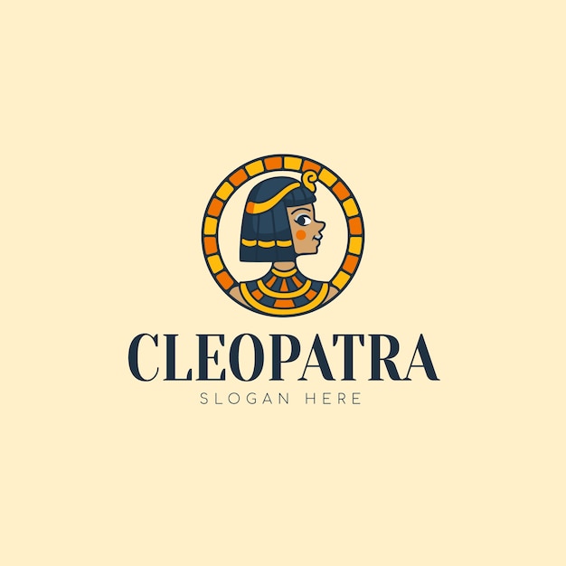 無料ベクター フラットなデザインのクレオパトラのロゴのテンプレート