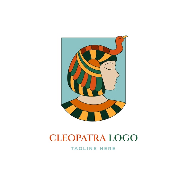 Vettore gratuito modello di logo cleopatra design piatto