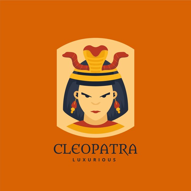 Vettore gratuito logo cleopatra design piatto