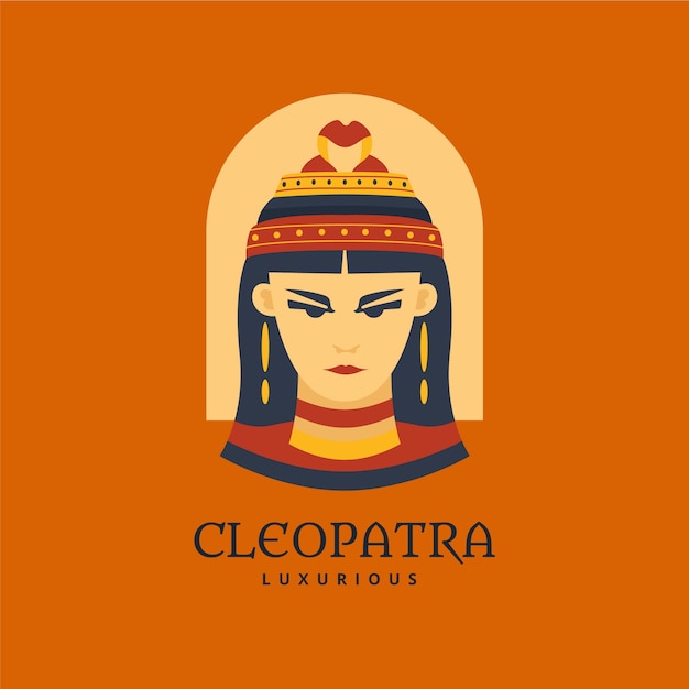 Vettore gratuito logo cleopatra design piatto