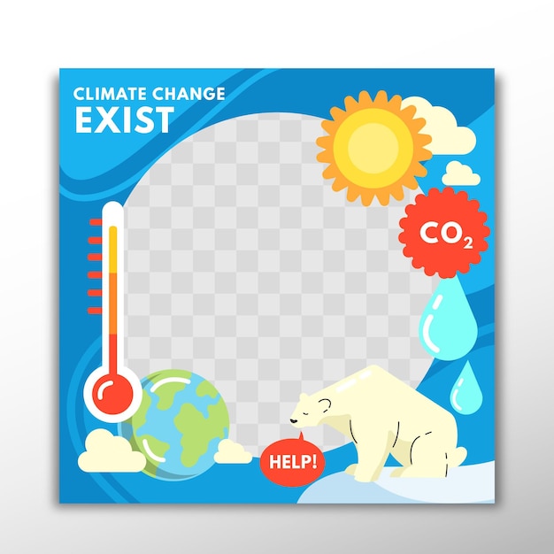 Flat design climate change facebook frame